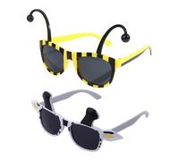 MEMOFYND 2 Pieces Of Sunglasses, Bee Cow Glasses, Creative Shooting Props, Interesting Glasses, Animal Glasses, Universal Men And Women, Funny Birthday Glasses