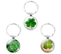 MEMOFYND 3-Piece Four-Leaf Clover Keychain Set, Crystal Glass Clover Pendant, Lucky Charm Keychain, Birthday Gifts, Decoration