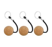 MEMOFYND 3 Pieces Round Cork Ball Keychain, Floating Wooden Ball Keychain, Creative Keychain, Water Sports Equipment