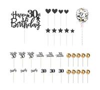 MEMOFYND 33 Pieces Of 30Th Birthday Cake Plug-In, Cake Decorations, Simple Cake Plug-In, Cake Accessories, Party Supplies