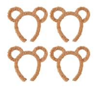 MEMOFYND 4 Bear Ear Headbands, Cute Cartoon Ear Headbands for Women, Suitable for Masquerade, Party, Cosplay (Brown)