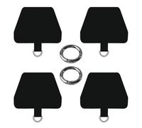 MEMOFYND 4 Pieces Black Mobile Phone Gaskets, 2 Pieces Clasp Rings, Mobile Phone Chain Bracket, Reusable Replacement Gaskets, Creative Back Fitting Gaskets, Mobile Phone Lanyard Accessories.