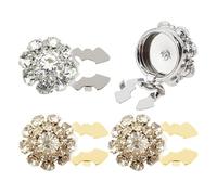 MEMOFYND 4 Pieces Crystal Flower Buckle Clips, Brass Crystal Handle Buttons, Flower Cufflink Covers, No-Sew Instant Buckle Clips, Dress Shirt Decorative Buckle Clips, Fashionable Dress Accessories