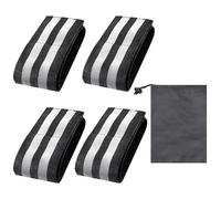 MEMOFYND 4 Pieces of Reflective Tape with 1 Piece of Storage Bag, Reflective Safety Bracelet, Bicycle Pants Clip, Outdoor Jogging Reflective Tape, Suitable for Hiking, Cycling (Black)
