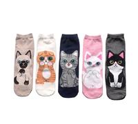 MEMOFYND 5 Pairs of Women's Animal Socks, 26cm Women's Socks, Women's Cotton Socks, Cat and Dog Pattern Socks, Funny Socks, Gifts for Women from Cat Lovers