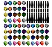 MEMOFYND 60-piece dart wings with 10-piece black dart shafts, dart accessory set, plastic dart set, 3 multi-colors, suitable for dart game.