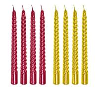 MEMOFYND Box Of 2 Spiral Long Candles, Solid Color Dinner Candles, Golden Red Candles, Twisted Taper Candles, Home Decoration Candles, Holiday Decoration
