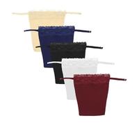 MEMOFYND Lace Clip-On Camisole Bra and Anti-Exposure Underwear - 5 Pieces (Burgundy, Dark Blue, Skin Color, White, Black)