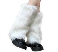 MEMOFYND Warm and Fuzzy White Leg Warmers, Soft Faux Fur, Fluffy for Cozy Winter Days