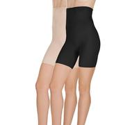 MeMoi 2 Pair High-Waist Shapewear Shorts, Smooth Thigh Shaper Shorts, Comfortable Womens Shapewear - Sizes S-4X, Nude/Black, XL