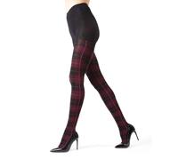 MeMoi Glasgow Plaid Cotton Tights for Women, Cozy, Warm and Fashionable Patterned Sweater Tights - Sizes Small to 6X, Burgundy Heather, 1X-2X