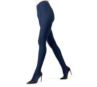 MeMoi Juneau Diamonds Cotton Tights for Women, Cozy and Elegant Sweater Tights - Sizes Small to X-Large, Navy Blazer, S-M