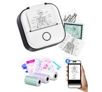 Memoking Mini Sticker Inkless Thermal Portable Pocket Printer T02 Black Kit | Label Maker Machine Wireless Bluetooth AI Compatible with iOS Android Gifts Birthdays DIY Memos Kids Scrapbooks Journals
