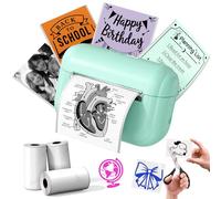 Memoking Mini Sticker Printer - Inkless Bluetooth Portable Thermal Printer for Phone, Q02E Instant Print Sticker Maker Machine for Study Notes, Photo, Journal, DIY Gifts for Kids, Students and Crafter