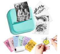 Memoking Mini Thermal Printer - Mini Printer M02L Sticker Maker Machine wiht Bluetooth, Portable Sticker Printers Pocket Printers Instant Print for Photos, Study Graphics, Journals, DIY, Memos (Green)