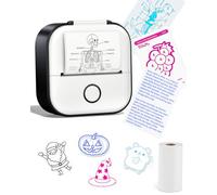 Memoking Print Pods Mini Printer - Sticker Printer T02 Thermal Sticker Maker Machine Portable Pocket Inkless Label Maker for Anatomy Flashcard, Journal, Note, Kids, Black