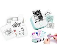 Memoking Print Pods Mini Printer - T02 Thermal Sticker Printer for Kids, Portable Bluetooth Sticker Label Maker Machine with 6 Rolls Paper, Instant Print for Study, Anatomical Diagrams, Photos, Gifts