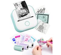 Memoking Print Pods Mini Printer - T02 Thermal Sticker Printer for Kids, Thermanote Portable Label Maker Inkless Sticker Maker Machine, Pocket Phone Instant Print for Study, Anatomical Diagrams, Photo
