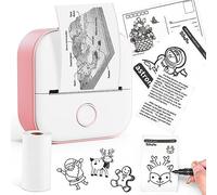 Memoking Sticker Printer Instant Print for Kids - T02 Print Pod Mini Printer, Sticker Maker Machine, Instant Phone Photo Printers for Study, Fun, Games, Stickers, Labels, Flashcards, Pink