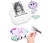 Memoking Sticker Printer - T02 Mini Portable Printer, Bluetooth Sticker Maker Machine, Photo Picture Printers for Children Birthday, Compatible with Phone & Tablet, White