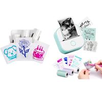 Memoking Sticker Printer, T02 Print Pods Mini Thermal Printer for Kids, Portable Bluetooth Sticker Maker Machine with 6 Rolls Paper, Inkless Instant Print for Journal, Study Notes, Birthday Gifts