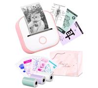 Memoking Sticker Printer, T02 Print Pods Mini Thermal Printer for Kids, Portable Bluetooth Sticker Maker Machine, Inkless Instant Print from iPhone Android for Journal, Study Notes, Birthday Gifts