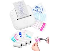 Memoking T02 Sticker Printer - Print Pods Mini Printer Portable Thermal Inkless Label Maker Pocket Phone Labeling Machine for Study Graphic, Anatomical Diagram, Receipts, Photo, White