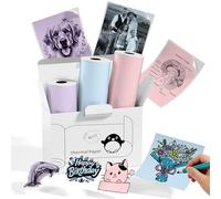 Memoking T02 Thermal Sticker Paper Refill - Genuine Paper Rolls for T02,Q02E, M02X, M02L Mini Printer, Pink, Light Green, Purple, 50mm x 3.5m/Roll, 20-Year Image Life, for Journal Photo, Note, 3 Rolls