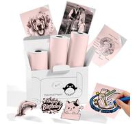 Memoking T02 Thermal Sticker Paper Rolls, Pink Labels for T02, Q02E, M02L, M02X Mini Printer, 50mmx3.5m/Roll, Water-Resistant, for Scrapbooking, Crafts Projects, Texts, Photo, Image, Notes (3 Rolls)