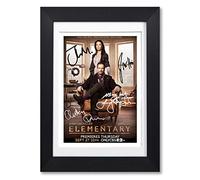 Memorabilia Elementary Cast Signed Autograph Signature Autographed A4 Poster Photo Print Photograph Artwork Wall Art Picture t Present Birthday Gift Sherlock Holmes (A4 Black Framed & Mounted)