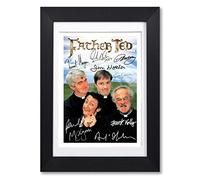 Memorabilia Father Ted Cast Signed Autograph Signature A4 Poster Photo Print Photograph Artwork Wall Art Picture TV Show Series Season DVD Boxset Present Gift (A4 Black Framed & Mounted)