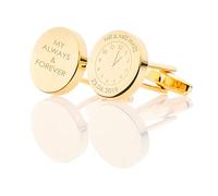 Memorable Time Personalised Gold/Silver Round Cufflinks in a Leatherette/Chrome Box - Engraved With Your Custom Text