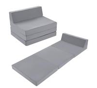 MeMoreCool Folding Floor Mattress Single, High Density Foam Fold Out Sofa Chair Z Bed, Foldable Futon Mattress, Portable Guest Bed Folding Couch for Sleeping, Car Tent, Travel, Grey