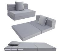 MeMoreCool Folding Mattress Double, High Density Foam Fold Out Sofa Chair Z Bed, Foldable Floor Futon Mattress, Floor Lounger Guest Sofa Bed Folding Couch for Sleeping, Car Tent, Travel, 12cm thick
