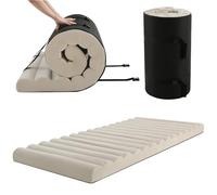 MeMoreCool Roll Up Floor Mattress Single, 10cm Thick High Density Foam Futon Foldable Mattress, Portable Folding Guest Bed Sleeping Firm Mat for Travel, Car Tent, 190x75cm, Beige