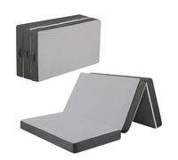 MeMoreCool Tri Fold Mattress 190x120cm, Small Double, 10cm Thick High Density Foam Foldable Mattress with Washable Cover, Portable Floor Guest Sleeping Mat for Travel, Grey