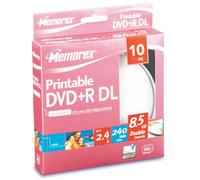 Memorex 868123-10H DVD+R 2.4x DL Print 10pk Cakebox