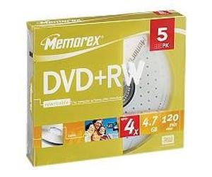 Memorex DVD+RW 4.7GB 4X 5PK Slim Jewel Case