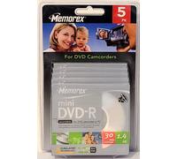 Memorex Professional 8cm Mini DVD-R 1.4GB 5 Pack Jewel Case