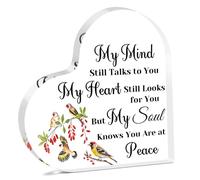 Memorial Acrylic Plaque Sympathy Gift Remembrance Desk Decor Acrylic Heart Keepsake Memorial Gift for Mother Father Husband Wife Grandparent Bereavement Gifts for Women Men Condolences Grief Keepsake