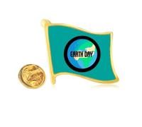 Memorial Anniversary Earth Protect Environment Golden Metal Flag Lapel Pin Badge