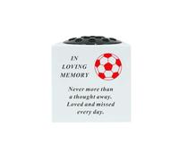 Memorial Black And White Plastic Football Rose Bowl Vase Pot With Black Lid David Fischhoff (Red)