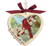 Memorial Cardinal Christmas Ornaments 2025 - Red Cardinal Suncatcher Ornament for Tree Decorations - Sympathy Gifts for Loss of Loved One, Memorial Gifts for Loss of Dad Mom Women Men (heart red bird)