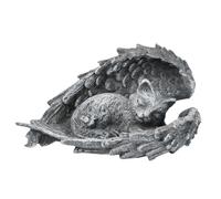 Memorial Cat Gravestone, Resin Cats Grave Decoration, Weatherproof Cat grave memorial decoration, Healing Resin Cats Grave Decoration for Patio Balcony Garden or Indoor Area, 11×8×4cm, Grey White