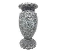 Memorial Cemetery Flower Vase, Simulated Light Grey Granite, Plastic