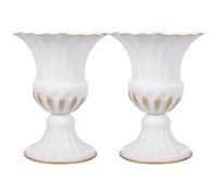 Memorial Cemetery Vase White Iron Flower Holder 2pcs for Graves