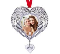Memorial Christmas Angel Wings Photo Ornaments 2025 - Angel Wings Picture Frame Ornament for Christmas in Heaven Tree Decor - Personalized Photo Memorial Gifts Ornament for Loss of Loved One