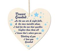 Memorial Christmas Ornaments,Christmas Remembrance Gifts - Wooden Hanging Love Heart Plaque Personalised Gift to Remember Grandad Keepsake Christmas Tree Decorations Xmas Baubles