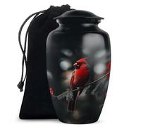 Memorial Cremation Urn for Ash, Urns for Ashes with Cardinal Theme, Men & Women Memorial Gift, Black, 10 Inch