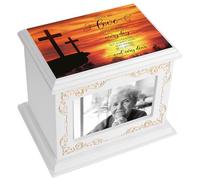 Memorial Cremation Urns for Ashes - Adult Male or Female, with Photo Frame, Wooden Urn Box and Casket for Men Women, Up to 200 Ibs
